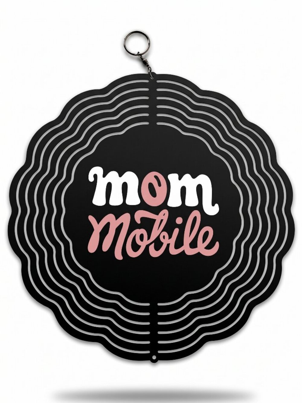 10" Mom Mobile Kinetic Wind Spinner - Black Metal Hanging Garden Yard Decor